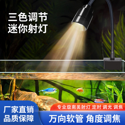 鱼缸迷你射灯南美鱼缸造景小型鱼缸夹灯溪流缸鱼缸灯led灯防水