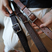 水染植鞣牛皮美式 复古日字扣百搭休闲真皮牛仔工装 休闲皮带腰带