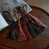 植鞣牛皮洋气复古手工真皮流苏包包挂饰汽车钥匙装 饰挂件吊坠