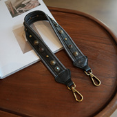 小众复古手工铆钉可拆卸牛皮拼接宽肩带配件百搭腋下单肩短背带