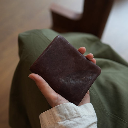 软糯植鞣牛皮短款随身便携钱包