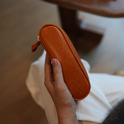 鹿小姐植鞣牛皮复古笔袋