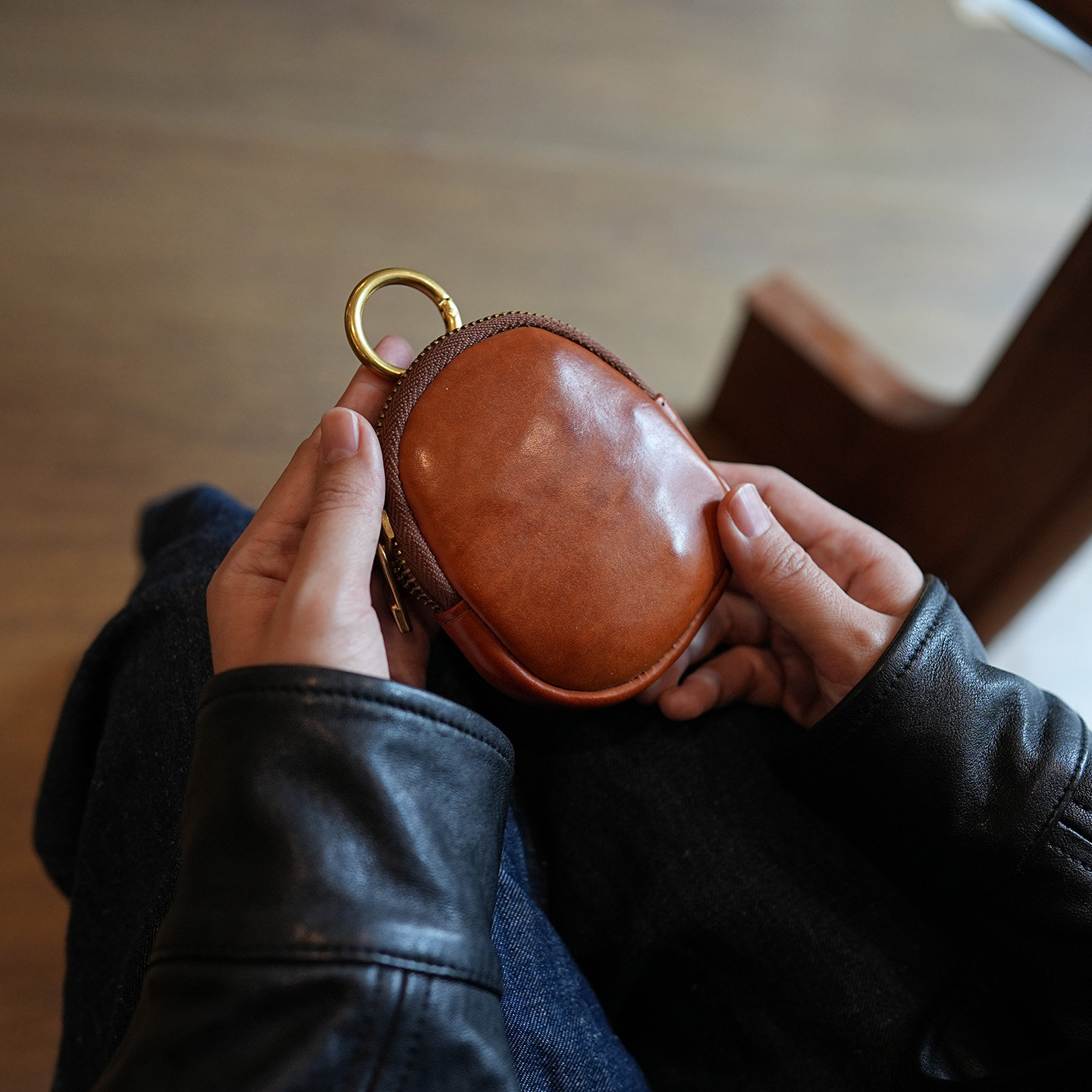 鹿小姐复古做旧植鞣牛皮大容量零钱包真皮文玩钥匙耳机收纳小挂包