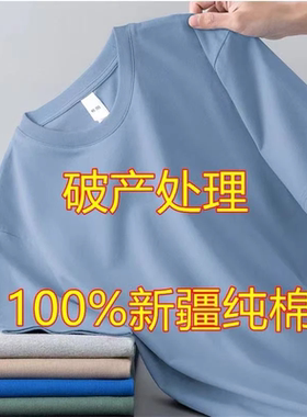 100纯棉短袖男女同款夏季全棉彩色t恤半袖打底新疆长绒棉体恤衫