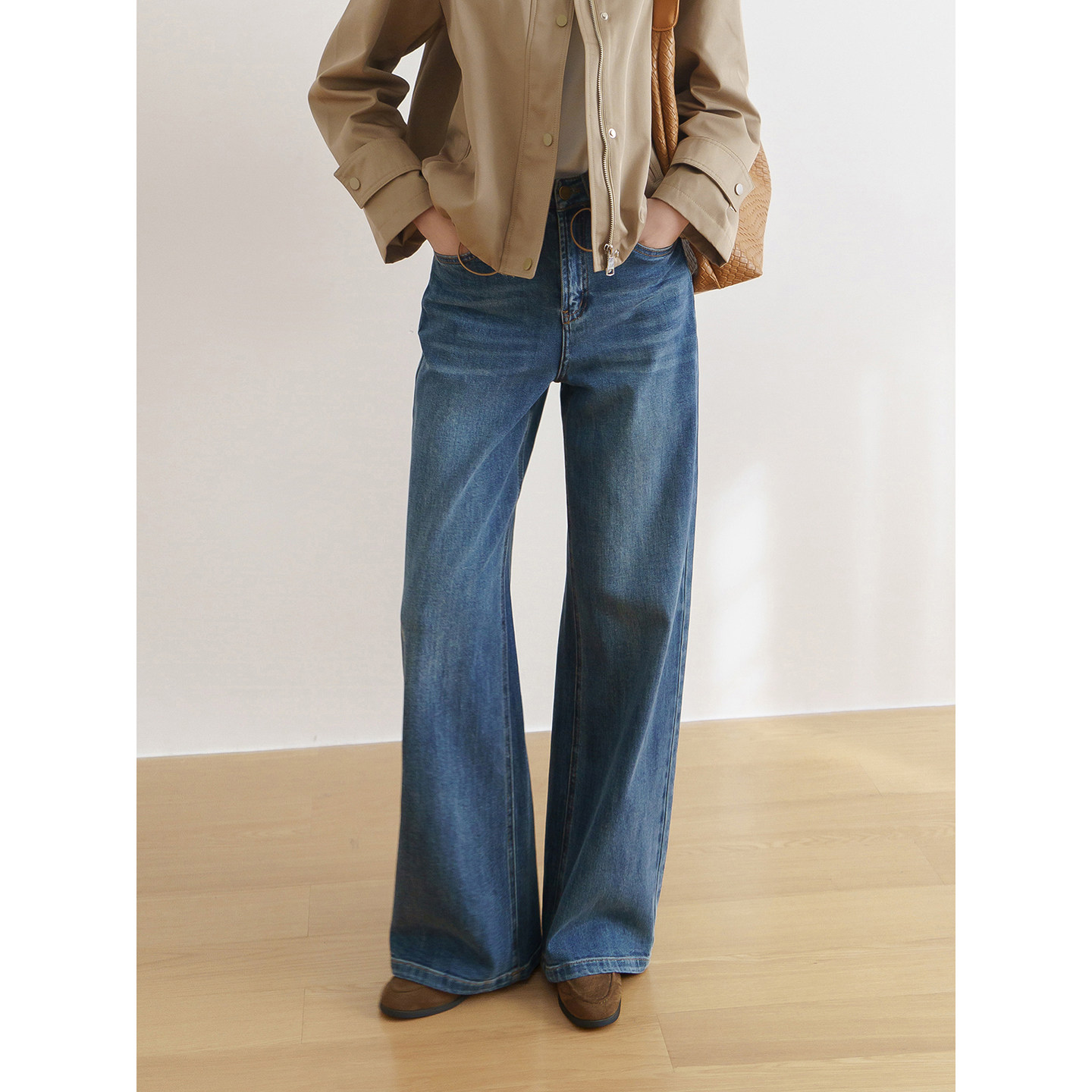 floradance舒适阔腿牛仔裤女 2026春季新款高腰显瘦垂感直筒长裤,女装/女士精品,牛仔裤,淘宝优惠券,粉丝福利购,淘宝优惠卷