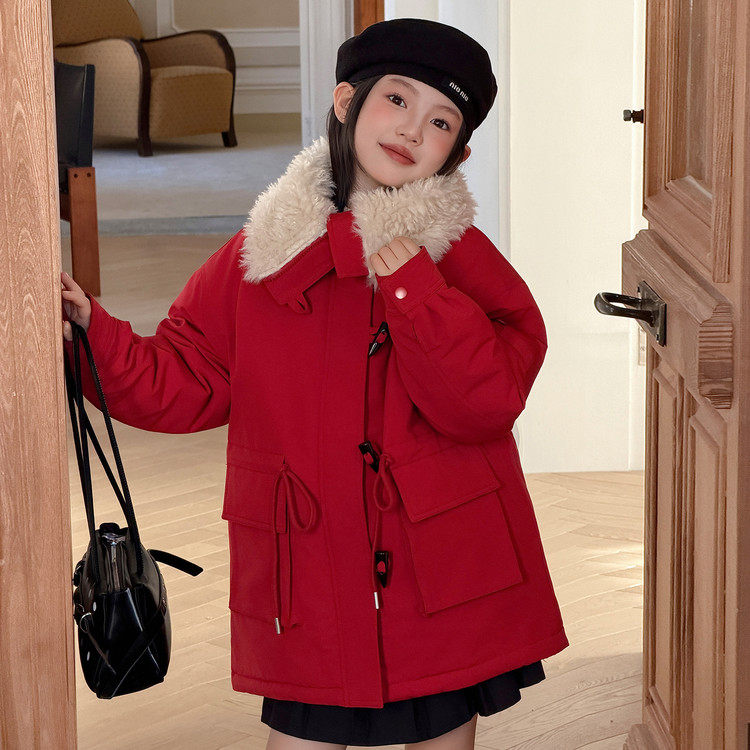 女童毛领派克服棉衣女孩冬装棉衣