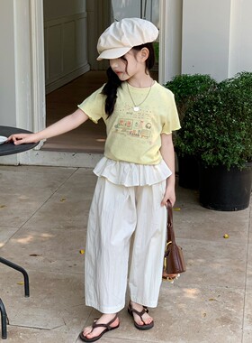 女童夏季韩版卡通密边两件套