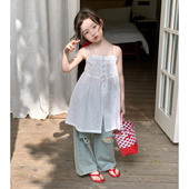 背心裙套装 女童韩版 2026春夏新款 套装 甜美风白色吊带裙叠穿牛仔裤