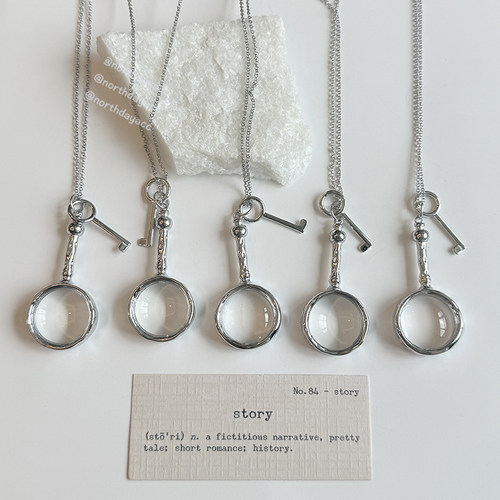 Northday自制光轮镜像habi博主同款放大镜钥匙ins钛钢项链毛衣链