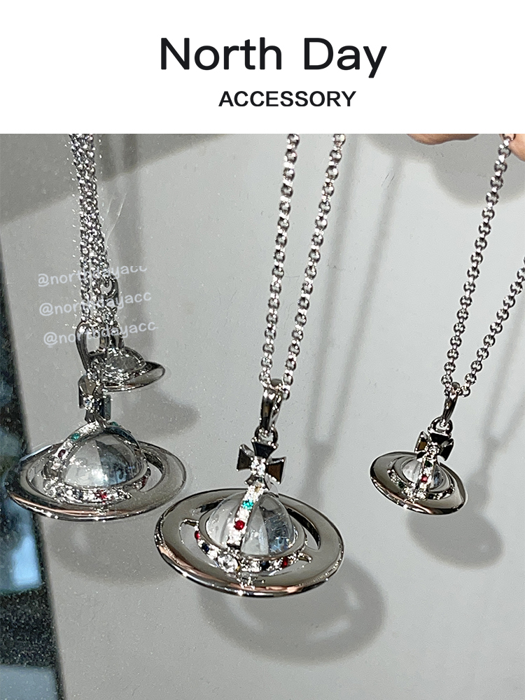 大小号 松弛感彩钻土星经典orb透明立体星球项链毛衣链锁骨链