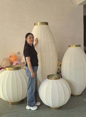 新中式餐厅灯笼吊灯饭店火锅店茶楼日式仿古布艺中国风酒店大堂灯