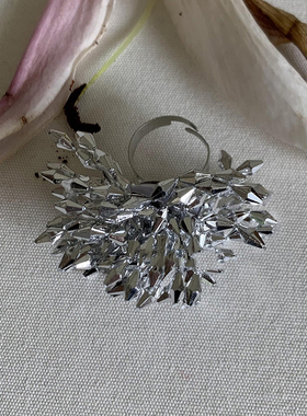 韩版自制独特设计夸张烟花菱形钻戒指女可开口个性指环