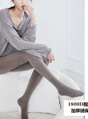 POLY BEAUTY1800D 棉竖纹 新品秋冬款 加绒连袜打底裤 连裤踩脚袜
