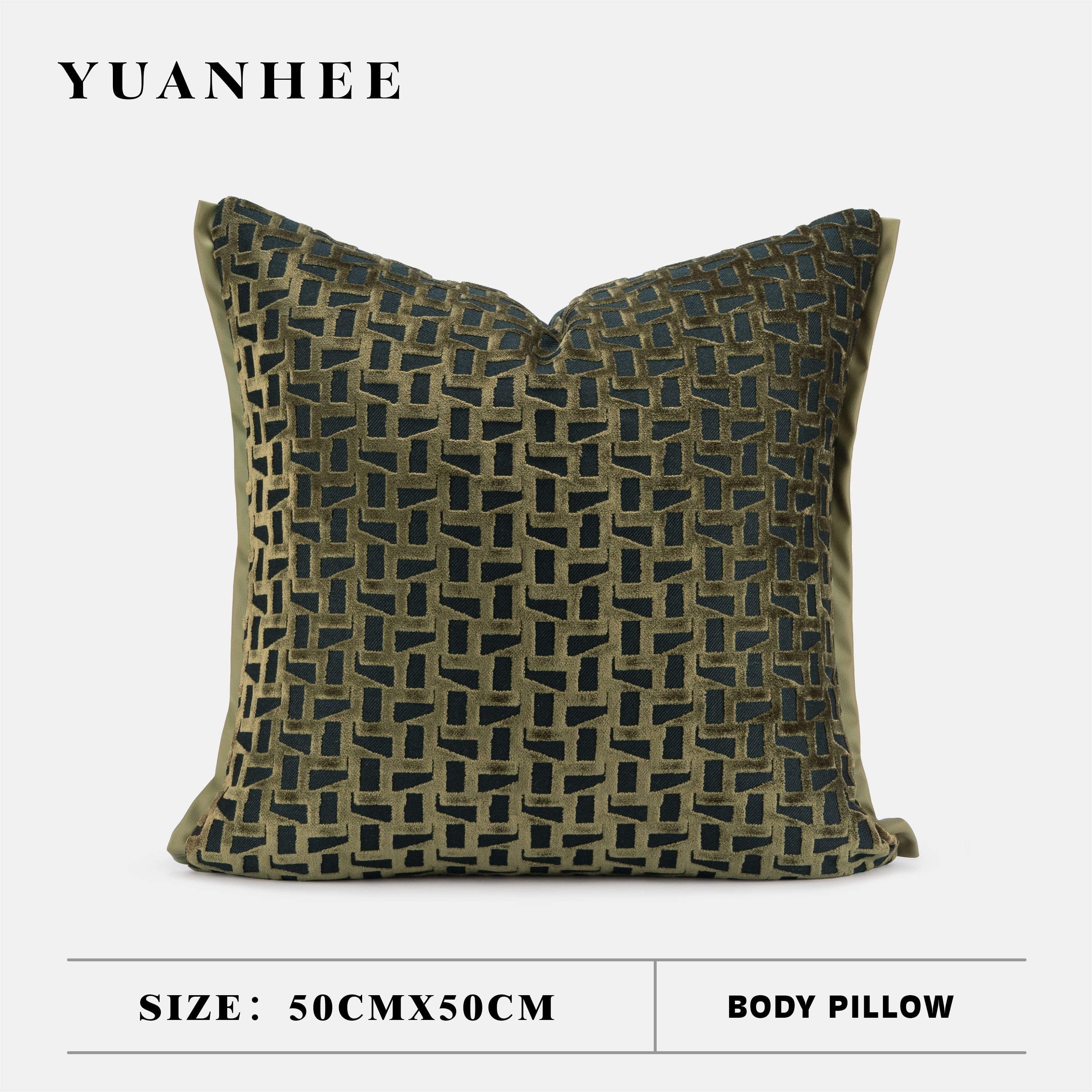 【轻奢风】黑绿色割绒沙发抱枕现代飞边靠枕别墅民宿装饰客厅方枕