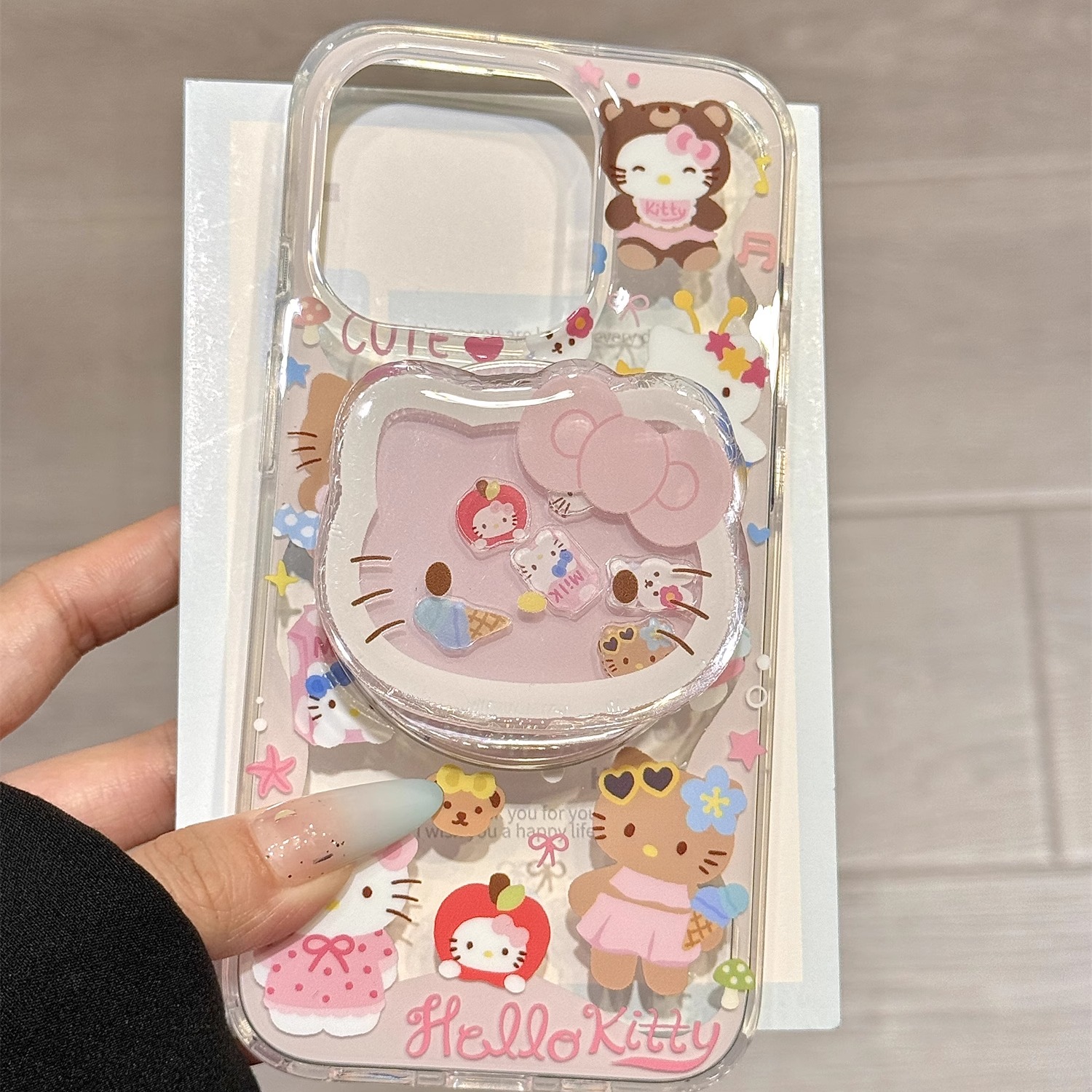 少女粉可爱满屏Kitty猫摇摇乐磁吸支架适用苹果16promax手机壳iphone15新款14pro女款12可爱13pm全包保护壳