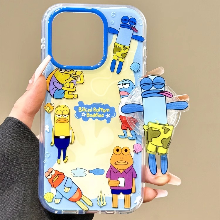 动漫卡通可爱比奇堡居民小丑鱼支架适用苹果16promax手机壳iphone15新款14pro女款13pm全包保护壳