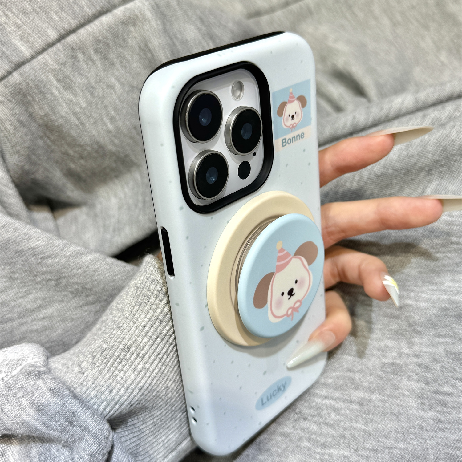 泼墨简约可爱狗狗企鹅磁吸支架适适用苹果16promax手机壳iphone15新款14pro女款12可爱13pm全包保护壳