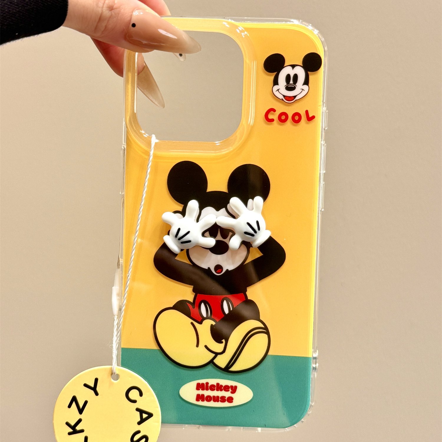 卡通拼色捂脸米奇立体手掌适用苹果16promax手机壳iphone15新款14pro女款13pm全包保护壳