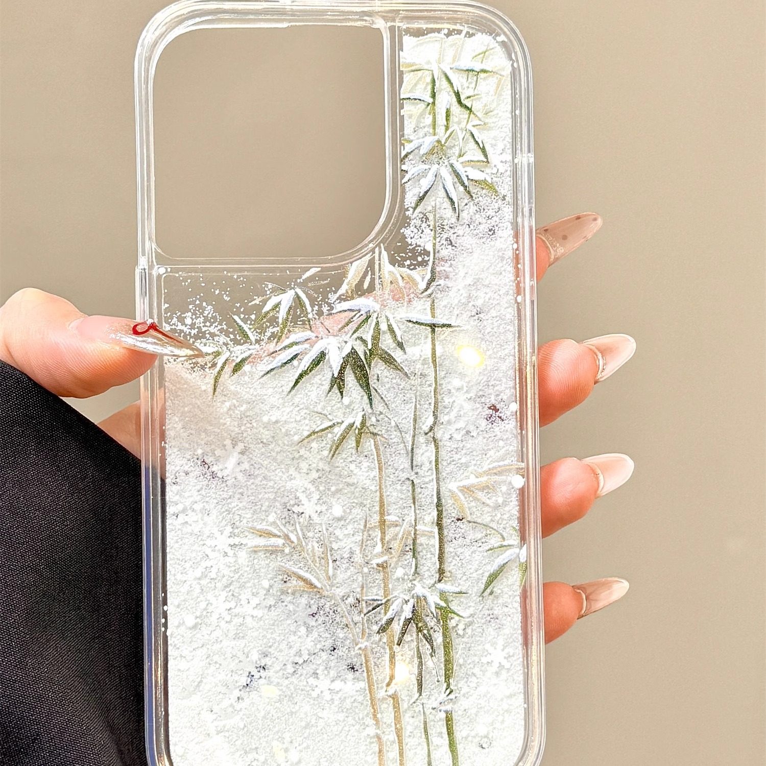 高级感小众简约雪花流沙竹子适用苹果16promax手机壳iphone15新款14pro女款13pm全包保护壳,3C数码配件,手机保护套/壳,淘宝优惠券,粉丝福利购,淘宝优惠卷