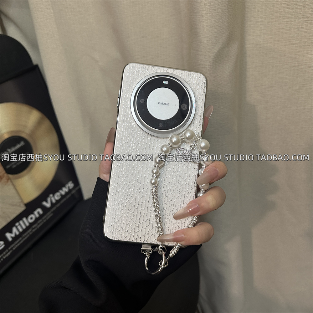 vivo X200Pro mini适用OPPO X8手机壳X100Ultra保护套华为mate70Pro原创60Pro土星西太后手提珍珠链气质防摔