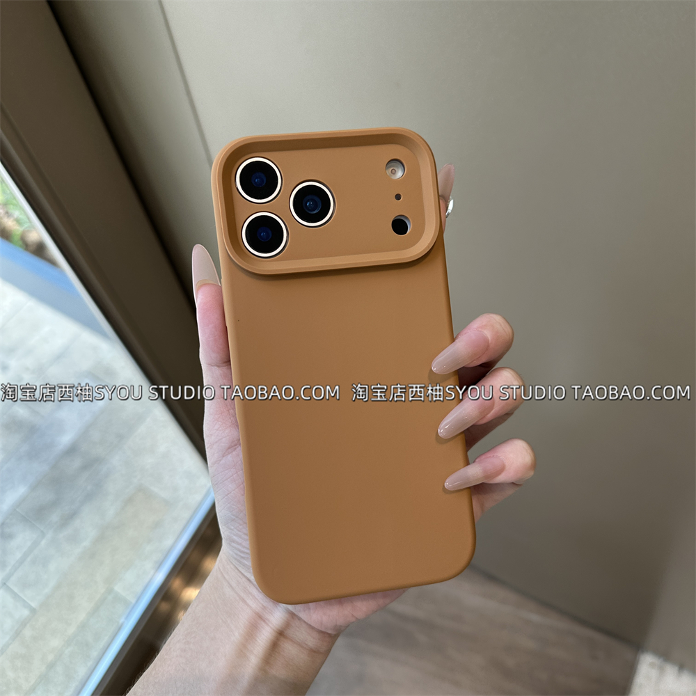 真液态硅胶壳适用苹果17Promax手机壳iPhone16保护套15新款奶棕纯色软胶全包简约轻奢高级感防摔女生气质外壳