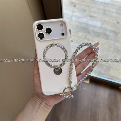 闪钻亮片支点磁吸支架手提链条适用苹果17Promax手机壳iPhone16Pro保护套新款全包轻奢高级感气质防摔女生