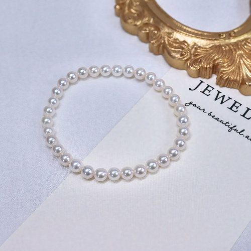 天然淡水baby小米珠手串松紧弹力手链极强光近圆小清新女正品18K