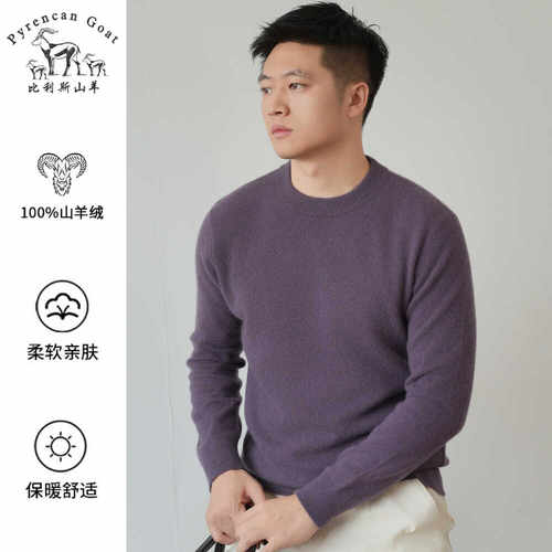 纯山羊绒男士套头长袖针织衫