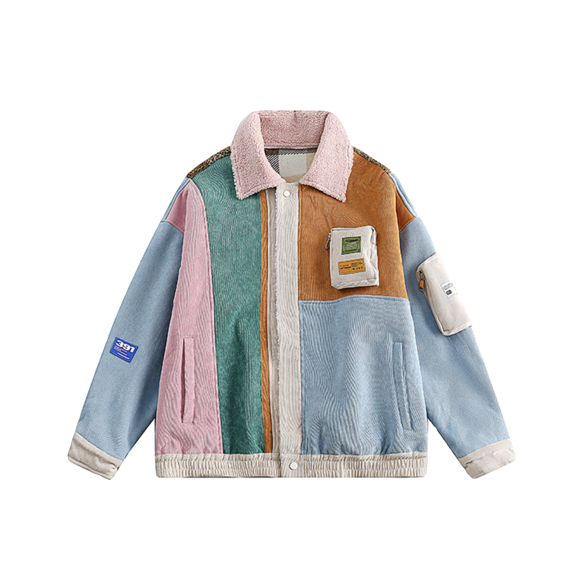 模特图MY125不规则拼接夹克棉服P215控265,男装棉衣,新杭派391(FUSEEHO 391)