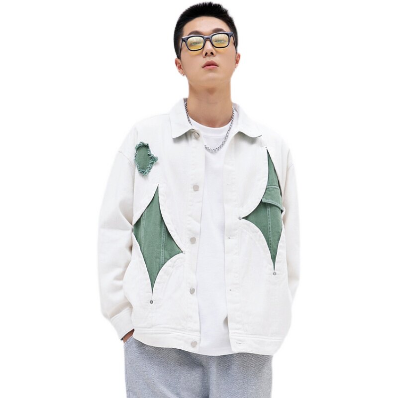 模特图W220菱形撞色拼接P140（何广智同款）,男装夹克,新杭派391(FUSEEHO 391)