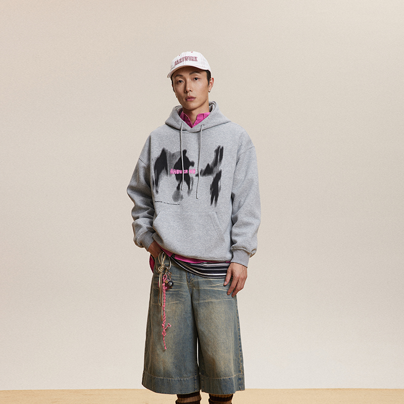 ANSWERME391模特图W425连帽印花卫衣P100，男装卫衣，新杭派391(FUSEEHO 391)