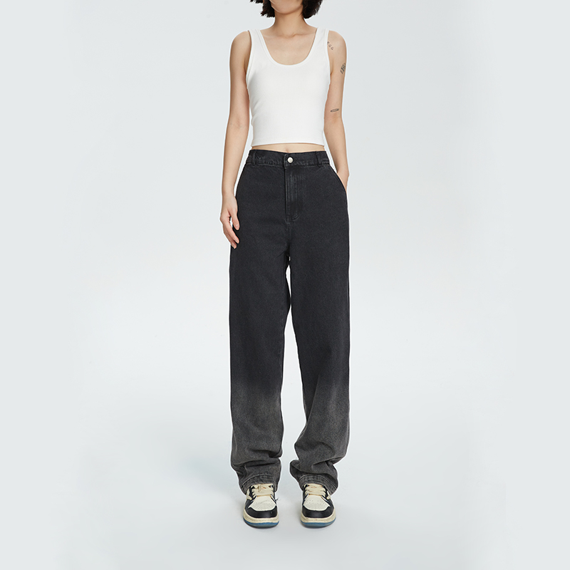 腿模图K360秋季水洗渐变裤腿牛仔裤P90控价128，女装牛仔裤，新杭派391