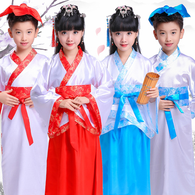 儿童中华孝道演出服幼儿园元旦古装汉服男女国学三字经书童表演服