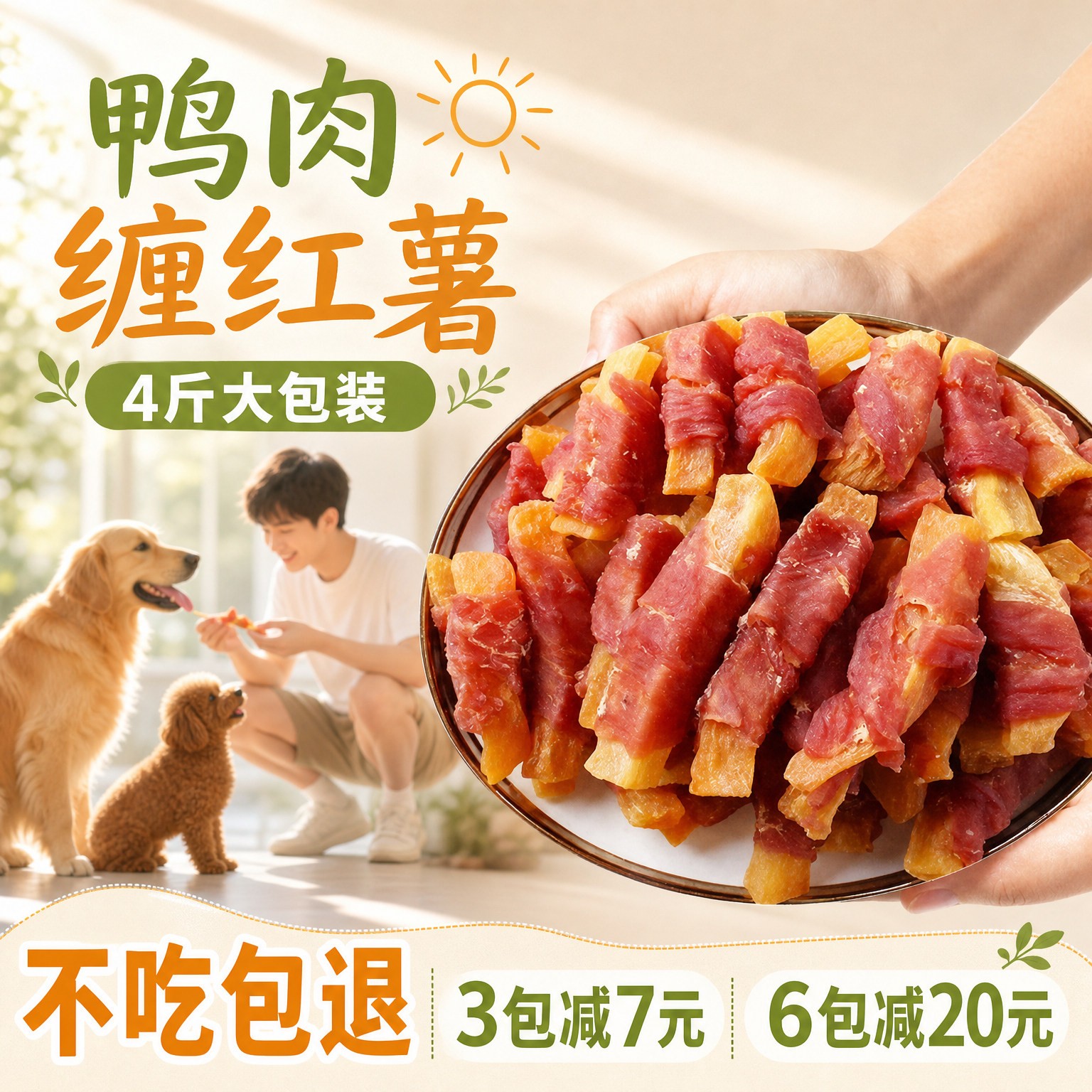 狗狗零食鸭肉缠红薯狗狗磨牙棒宠物狗零食鸭肉干小狗零食磨牙零食
