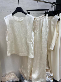 宽松休闲无袖 背心马夹褶皱醋酸圆领上衣