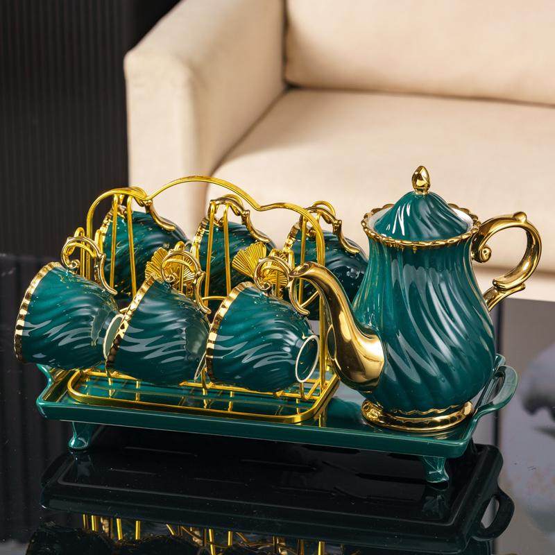 高颜值欧式水具套装家用客厅轻奢陶瓷待客乔迁水壶水杯茶具茶杯套