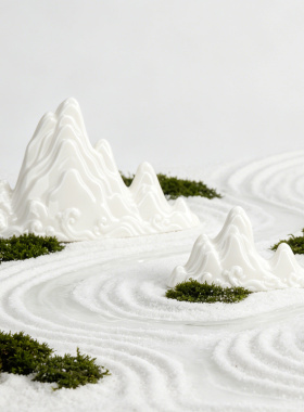 创意白瓷假山微景观盆景鱼缸造景陶瓷中式家居客厅玄关枯山水摆件