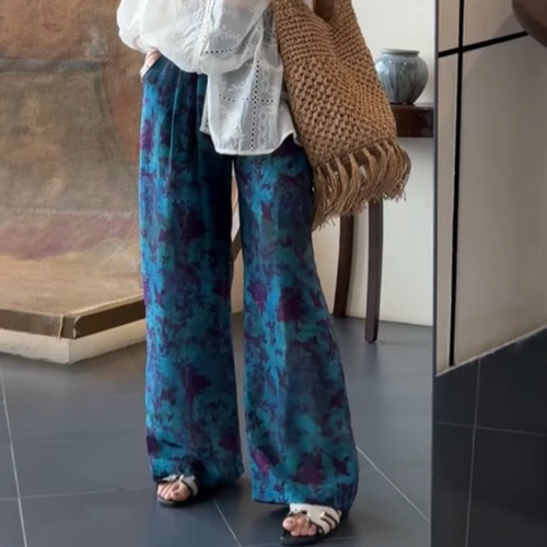 NXJ【女君】微胖大码 南油订单人丝麻料阔腿裤长裤 250606