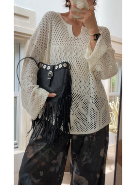 NXJ【空气感】微胖大码 大牌轻奢镂空针织罩衫宽松大版 250808