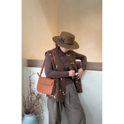 NXJ【大富大贵马甲】微胖大码 重工刺绣毛料加绒马甲 251046