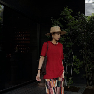 【本命红】微胖大码 复古老钱立体刺绣宽松肌理感麻料外套 260633