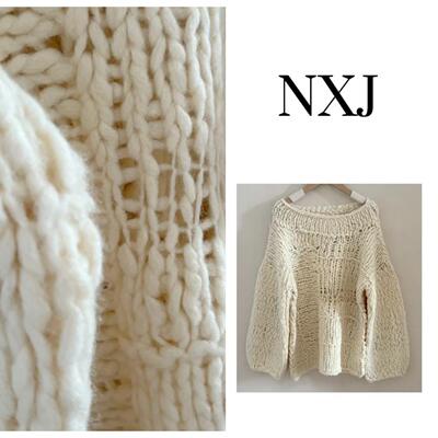 NXJ【手工大肚纱】微胖大码 小众轻奢重工不规则套头大毛衣 25103
