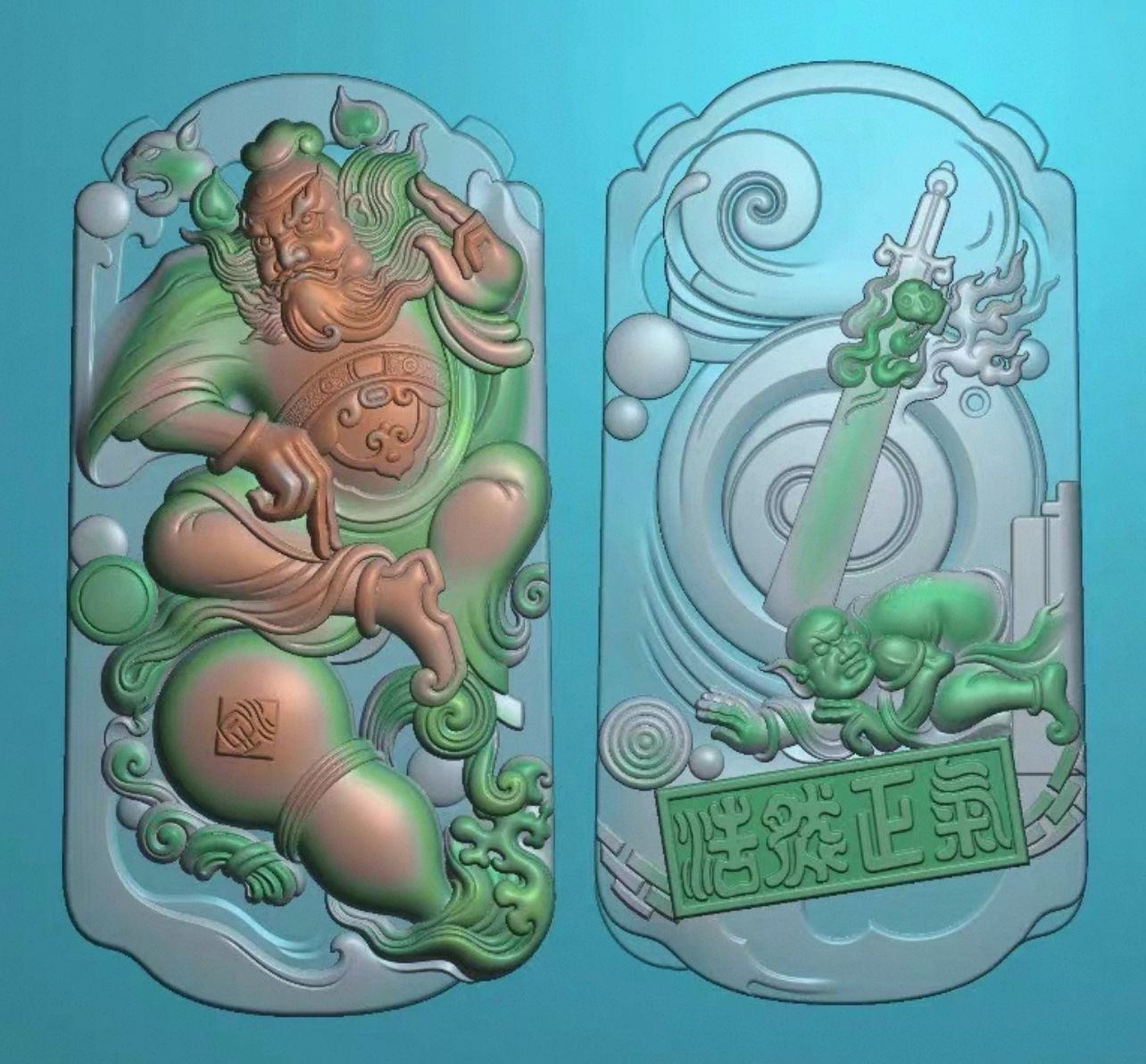 新款精雕图精雕图高精度钟馗双面设计素材