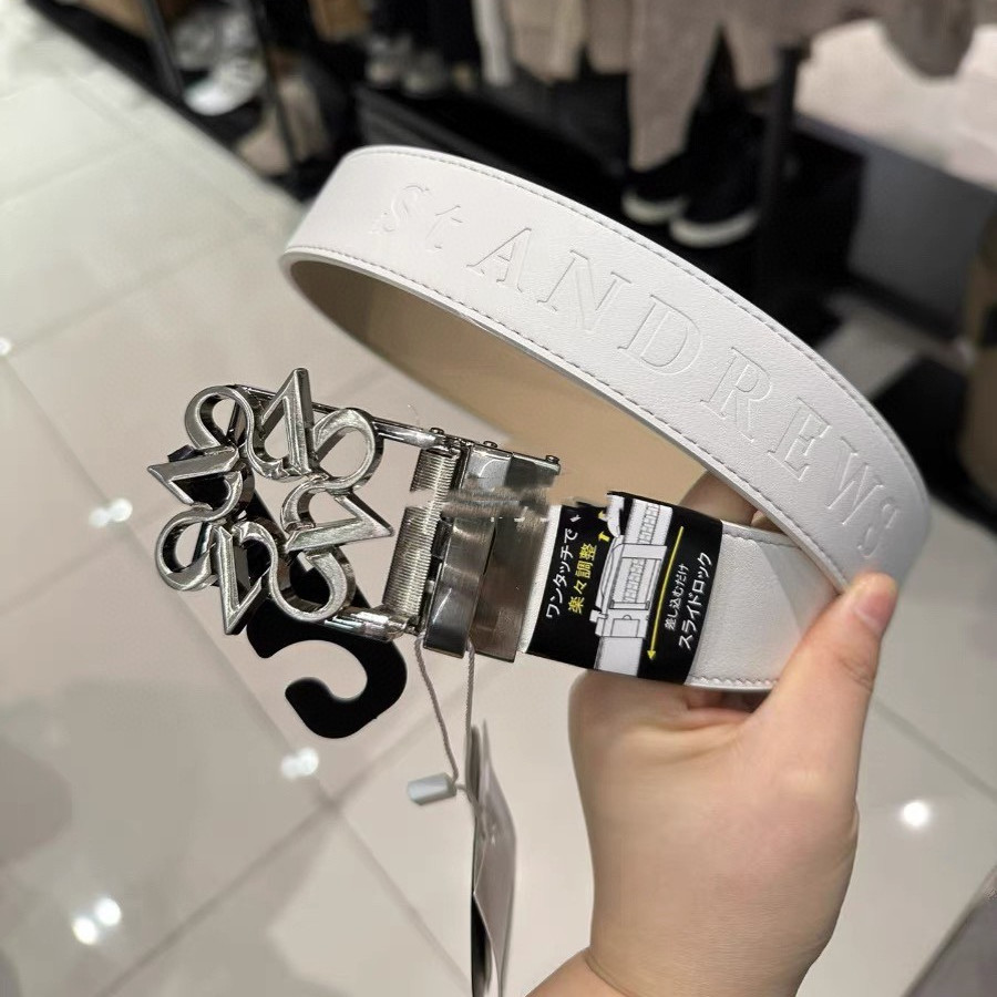 St高尔夫皮带男女款百搭腰带头层牛皮自动扣可裁剪无孔golf腰带