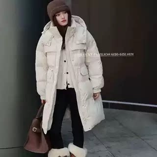 【爆米花corn专享】冬季韩版白鸭绒长款羽绒服女收腰