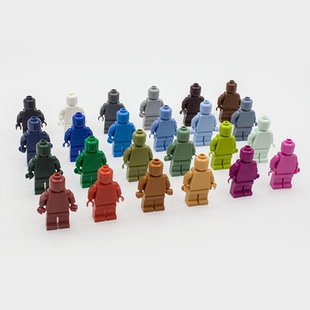 适用 素色小人仔 国产科技教育积木零件 无印刷纯色人偶玩具摆件