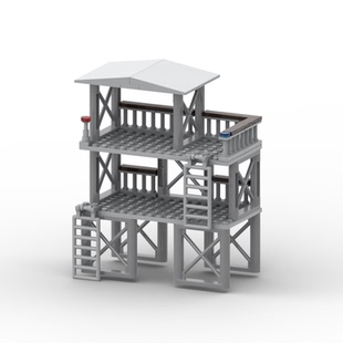 兼容积木 仿真场景军事望掩体碉堡哨站 儿童益智拼装模型玩具moc