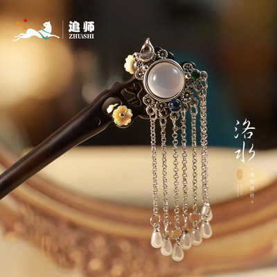 追师新中式手工打磨花朵流苏发簪