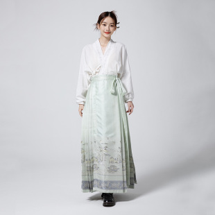 春夏汉服新中式 马面裙套装 2024新款 山水一色 搭配上衣一套女 女