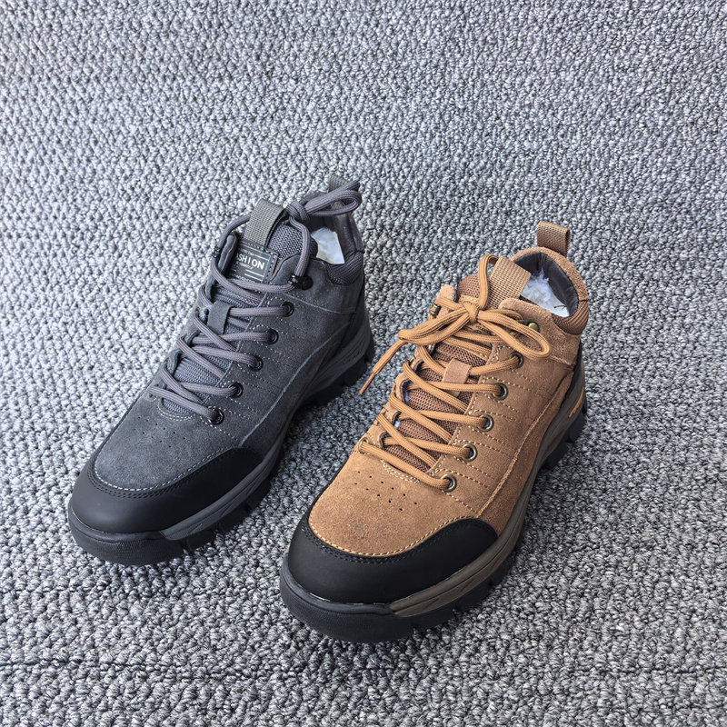 2025新款真皮男鞋高帮户外登山鞋系带羊毛保暖防滑耐磨,流行男鞋,高帮鞋,淘宝优惠券,粉丝福利购,淘宝优惠卷